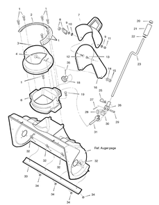 Chute System Diagram and Parts List for 622594X16NB-ST0522E 2007 Briggs and Stratton Snow Blower
